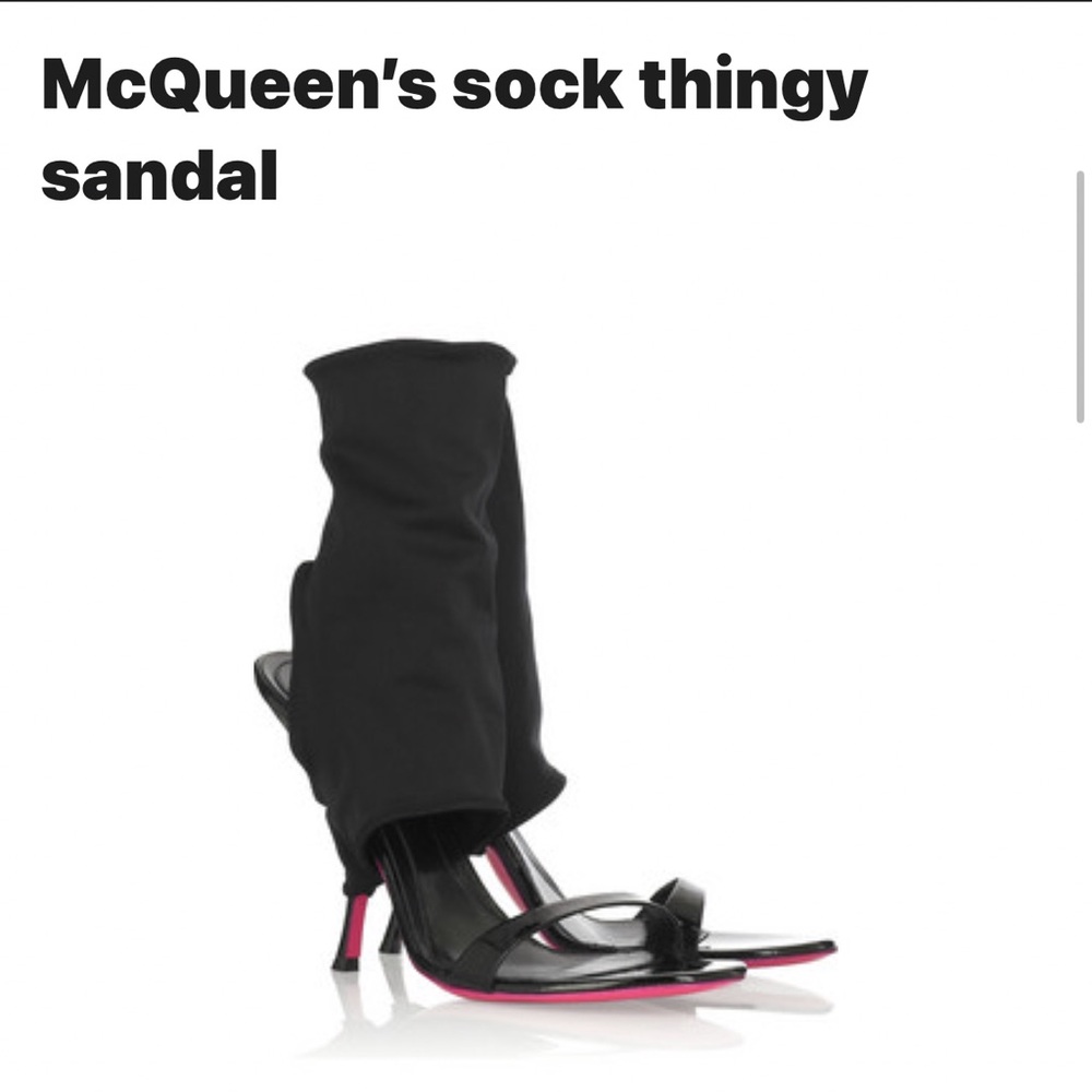 Alexander McQueen Neon Pink/Black Woman’s Leather Slide Sandals